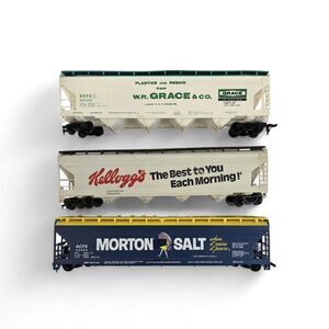 HO Scale Covered Hopper Train Cars Lot – W.R. Grace Kellogg’s Morton Salt ACF